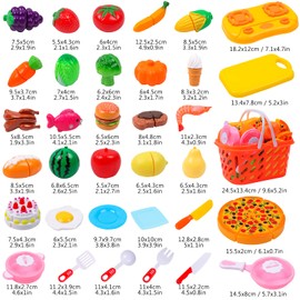 Children's Kitchen Toy, Food Set for Playing Pretend Cutting Food Fruit Vegetable Toy, Multicoloured Play Food for Toddlers, Educational Toy for Boys Girls Age 3+