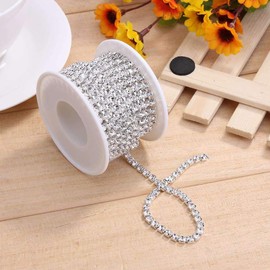 1 Roll 10 Yards Rhinestone Trim Crystal Cup Chain in Silver Setting Casing Clear (SS8 2.5mm)