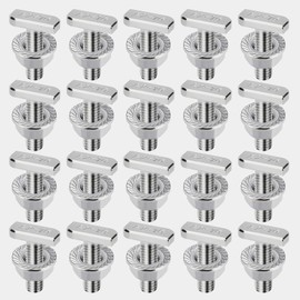 20 Piece Hammer Head Screws Set, T Screws with Locking Tooth Nuts M8 x 20 mm Stainless Steel A2-70 Flange Nuts M8 Screws for PV Solar Mounting Rails Photovoltaic Greenhouse