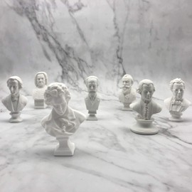 Classic Mini 2.7” Greek Bust,Home Décor Mini Resin Figure Sculpture Beethoven Bust,Music Composers Greek Statues Bust Statue Set Crafts Replica(7 Piece/Set)
