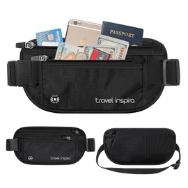 travel inspira Money Belt for Travel - Slim Plus Size Passport Holder RFID Blocking Travel Wallet Hidden Pouch Under Clothes to Protect Documents Secure Money Belt for Men Women Travel Essentials