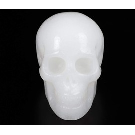 Skullis 2.0" White Stone Crystal Skull, Hand Carved Gemstone Fine Art Sculpture, Reiki Healing Stone Statue.