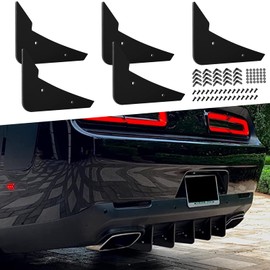 Rear Diffuser 5 Fins V3 Set for Dodge Challenger 2015-2024 Stock Rear Bumper, Black Rear Bumper Diffuser Shark Fin