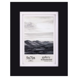 Gallery Solutions - 8"x10" Flat Black Picture Frame - Tabletop or Wall Mount - For 5"x7" Photos with Double White Mat - Versatile-Elegant For Home or Office Décor - Traditional Photo Frame