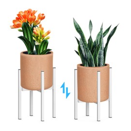 DDPow Heavy Plant Stand for 10"-16" Plant Pot, Plant Stand Indoor Outdoor Corner, Adjustable Metal Heavy Duty Plant Stand for Large Pot (White 1 Pack)