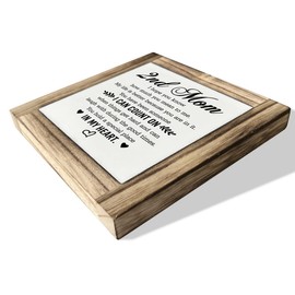 Bonus Mom Wood Sign, Box Wood Plaques Desk Décor, To 2nd Mom Gift, Gift for Best Friend's Mother, Gift for Boyfriends Mom, Other Mom Gift for Mother's Day Christmas, Thank You Gift for Mother-In-Law