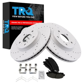 TRQ Front Brake Pad & Rotor Kit Premium G-Coated Ceramic Compatible with 2006-2014 Honda Ridgeline