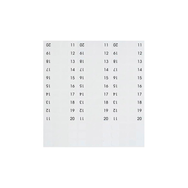 Redi-Tag Numbered Tabs, 11-20 Pre-Printed Divider Tabs, Permanent Adhesive Index