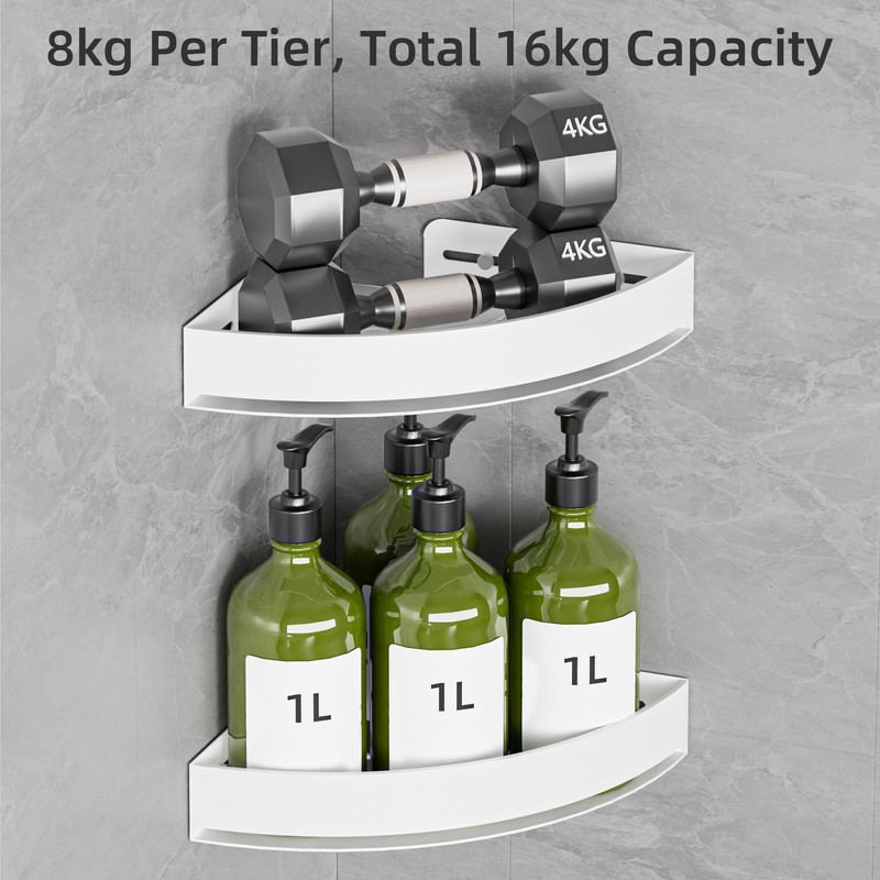 Wisfame Aluminium Shower Corner Shelves - Rustproof Shower Caddy No