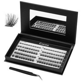 【Super Natural】Cofier DIY Lash Kit 8-14 mm Press on Lash No Glue Lash Self-Adhesive No Glue Needed - Friendly Eyelashes Set with Tweezers (80/100 Pcs):_Vivid(8-16mm/80 PCS)