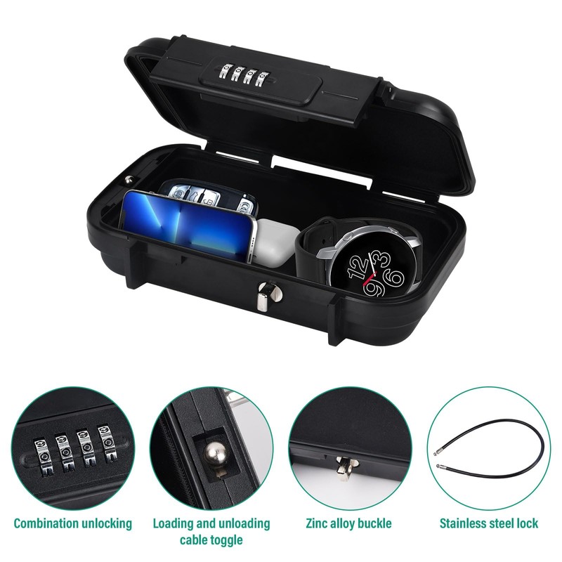 Focenat Portable Safe, Security Box, Mini Safe with Combination Lock,