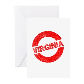 CafePress Rubber Ink Stamp Virginia Greeting Cards Folded Greeting Cards (10-pack) Glossy