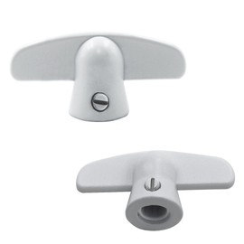 Follde Replacement Pella Casement Window Crank, T-Crank Window Handle, Casement Operator 3/8" Spline Size, Butterfly Wing Nut T-Handle (2 Pack) (White)