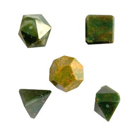 crystalmiracle Bloodstone 5 pcs Geometrt Set Platonic Solid Sacred Stone Crystal Healing Reiki Feng Shui Gift Wellness Peace Handcrafted