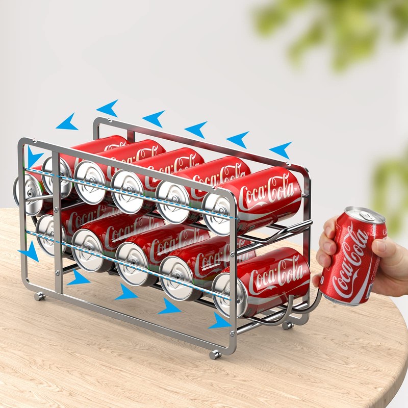 Canyave Soda Can Organizer Storage Rack, 2 Pack Stackable Beverage