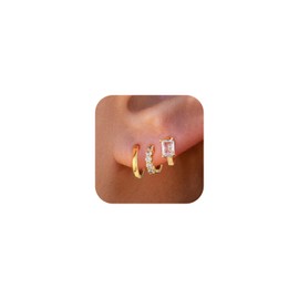 VIROMY Gold/Silver Hoop Earrings for Women Trendy,14K Real Gold Plated Cute Stud Earrings Small Huggie Hoop Earrings non tarnish Jewelry for Women