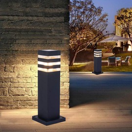 AILICIN Pathway Lights Post Lights IP55 Waterproof Outdoor Lamp Post Lawn Light Floor Lamp E26 Lampholder Hardwired Suitable for 12V / 24V / 120V Voltage（16in, Black）