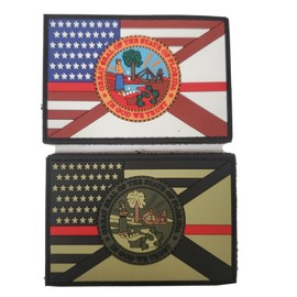 Florida USA Fire Fighter PVC Patch Set Hook And Loop Backing