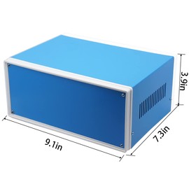 Zulkit Electronic Enclosures Blue Metal Enclosure Project Case DIY Box Junction Case Enclosure Preventive Case (9.1" x 7.3" x 3.9")