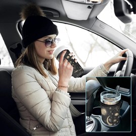 Reusable Iced Coffee Sleeve with Handle, Moon & Stars Black Coffee Cup Sleeves for Cold Drinks, Neoprene Cup Sleeve Insulated Cooler, Cup Holder Prevents Condensation for Cars 24-28oz