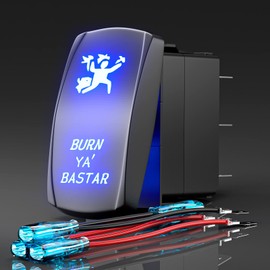 Laser Etched Rocker Switch LED Lights, ON/Off SPST 5Pin, 12V/24V, for Cars, Trucks, Marine, ATV, RV (S21-BUR)