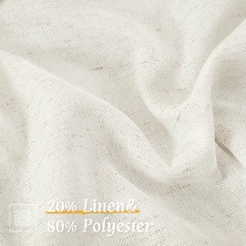 LAMIT Short Window Linen Curtains 36 Inch Length for Kitchen Cafe, Ivory Linen Textured Semi Sheer Small Curtains for Bedroom, Light Filtering Rod Pocket Drapes for RV Window, 2 Panels, 42 x 36 Inch