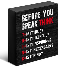 Motivational Desk Decoration, ‘Think Before You Speak’, Wooden Box Sign, Gifts for Friends, Colleagues, Inspirational Gifts, Home, Office, Library Decor, Back-to-school Season, Labor Day Gifts. (022)
