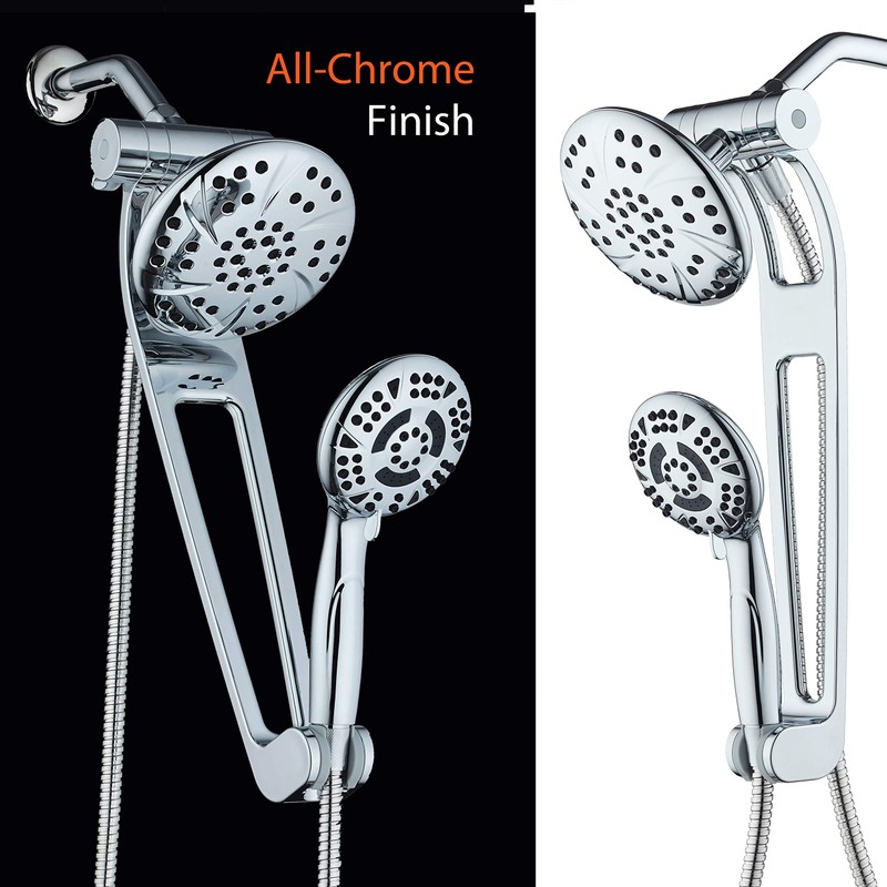AQUABAR High-Pressure 3-way Shower Spa Combo with Adjustable 18" Extension