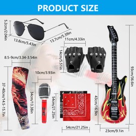 APPCXOKL Rocker Punk Costume Accessory - Complete Accessory Set Including Inflatable Guitar and Microphone - Perfect for Rocker Outfit Men and Punk Outfit Women