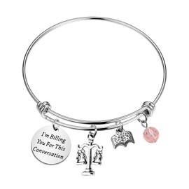 PLITI Funny Lawyer Gift Lawyer Bracelet Attorney Gift Scales Of Justice Gifts i’m Billing You For This Conversation Jewelry For Lawyer (Billing You bg)