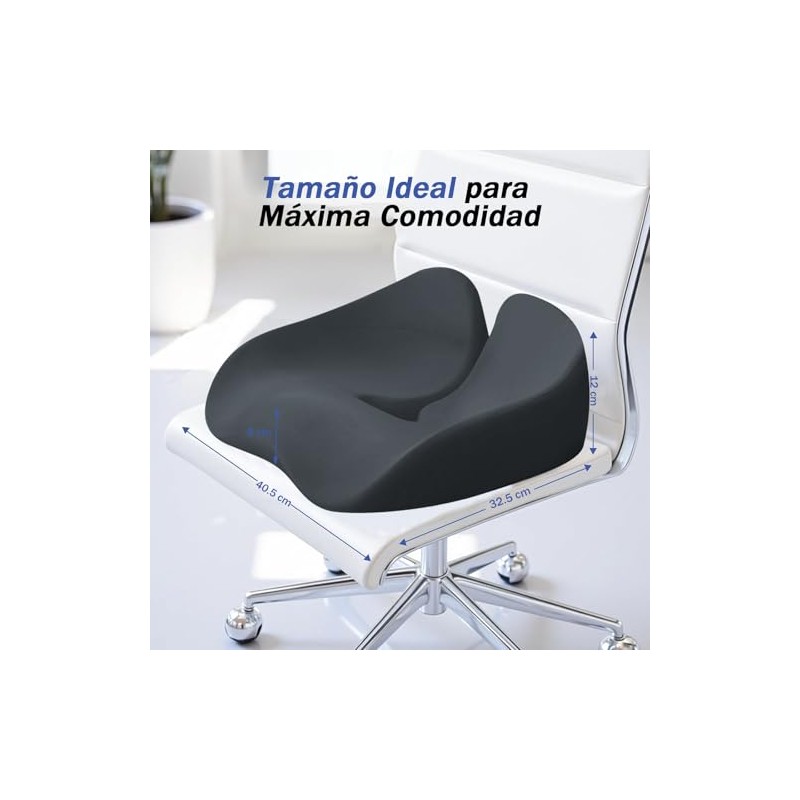 Cojín Ortopédico de Memory Foam para Silla, Alivio Eficaz del