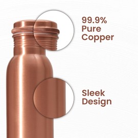 ANTIQUANA 34 Oz Pure Copper Water Bottle – Leak-Proof Hammered Design with Tumbler, Carrying Bag & Smooth Finish Decorative – Copper Water Bottle