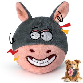 GUKCO 3-in-1 No Stuffing Dog Toy for Aggressive Chewers – Plush Donkey with Hidden Squeaky Spiked Ball, Interactive Chew Toy for Small, Medium & Large Dogs