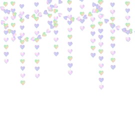 52 Ft Colorful Glitter Paper Love heart Garland, 4 Pieces Party Decoration, Hanging Iridescent Love heart Garland,Double-Sided Metallic Paper Banner Streamer,for Anniversary,Wedding Decoration