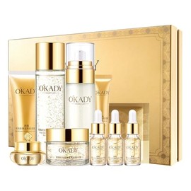 Juego de cuidado de la piel antienvejecimiento para mujeres, kit de cuidado facial diario de 10 piezas con vitamina C y péptidos, incluye limpiador, t
