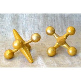 Cast Iron Antique Style Durable Vintage 2 Jacks Bookend Cast Iron Jax Doorstop 5 1/2” Wide Book Ends Decor Toy Gold