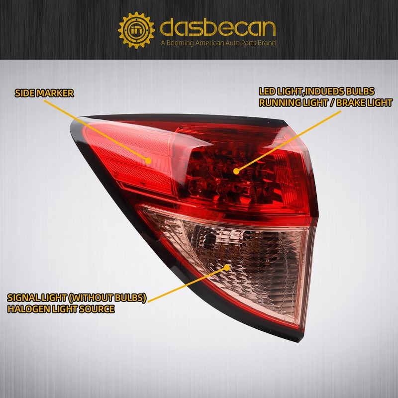 Dasbecan Driver Left Side Tail Light Assembly Compatible With 2016