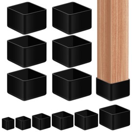 Glarks 8pcs 50mm x 50mm/2 x 2in Square Chair Leg Caps, Black PVC Furniture Pad Table Feet Covers, Square Chair Leg Covers to Protect Wood Tile Floors Felt Pads Furniture Leg Caps Reduce Noise