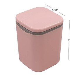 Morcte Bote de basura pequeño de 0.5 galones, paquete de 1, mini bote de basura de escritorio con tapa de botón, rosa