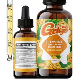 Geloyar L-Lysine Liquid Drops – Immune* & Lip Health Support | Bee Propolis, Vitamin C & Zinc | 1200mg Lysine for Cold Sore* & Skin Wellness* | Fast Absorption, Non-GMO, 2 Fl Oz
