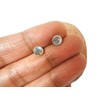 Art Gecko Fiery LABRADORITE Round Shaped Sterling Silver Stud Earrings