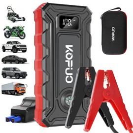 KOPUO Portable Car Battery Jump Starter 5000A Jump Box(2.38gal Gas/2.11gal Diesel) 12V Car Jump Starter Battery Pack, Fast Charge, 160W DC, 3-Mode Lights, Comes with A Storage Case for Easy Storage.