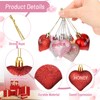 32PCS Heart Ornaments for Tree - 8 Styles Valentines Shaped