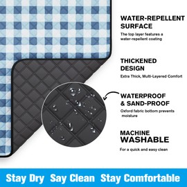 TigeJoy Extra Large Picnic Blanket Waterproof 60x80, 5-Layer Thick Beach Blanket Sandproof, Gingham Picnic Blanket Outdoor Picnic Mat for Beach, Park, Grass, Travel, Hiking, Camping Essentials