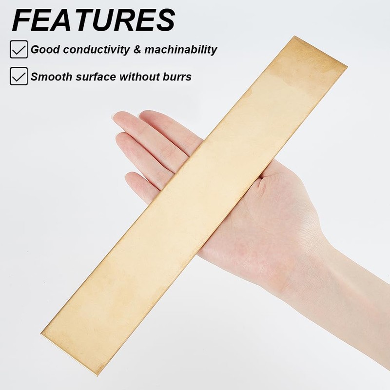 OLYCRAFT Brass Sheet 12.0 x 2.0 x 0.8 inches (304