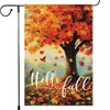Hello Fall Maple Tree Garden Flag Decor for Outside, Double
