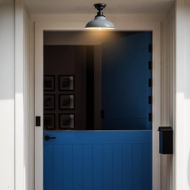 SAMTEEN Farmhouse Semi Flush Mount Ceiling Light 12-Inch Barn Style Ceiling Light Fixture Industrial White Flush Mount Light for Hallway Bedroom Entryway Foyer Kitchen