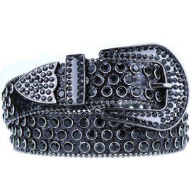 INOGIH Rhinestone Belt for Men and Women Black Rivet Belt Waistband for Jeans Pants (Fits Waist 29"-40.5"), black
