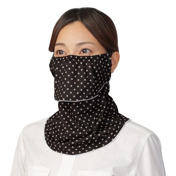 YAKeNU UV CUT MASK UV Protection Face Cover, Dot Yakenu, Non-Stuffing Face Cover (Velcro Closure, 591, Dot Black)
