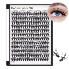 Bodermincer 10D/20D/30D/40D/50D Cluster to Choose Large Tray 240pcs D Curl Individual Cluster Eyelashes False Eyelashes Extension Individual Eyelash Bunche Lash Cluster DIY at Home (30D-8mm)